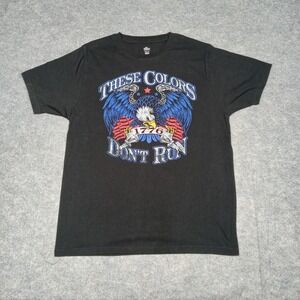 Patriot Shirt Mens Medium Black Patriotic Eagle 1776 Colors Dont Run Flag USA
